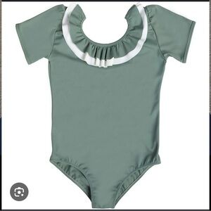 Charming Kids' Bodysuit in Sage with White Accents